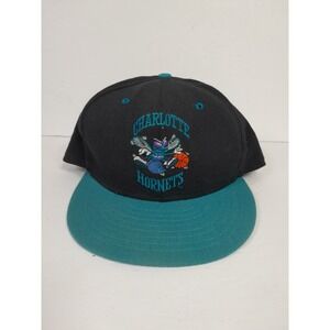 Vtg Charlotte Hornets Fitted Cap Hat New Era 5950 Pro Model 6 7/8  Wool USA Made